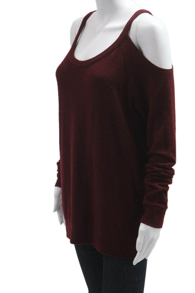 Chaser Women Pullover Sweater Red Long Sleeve Round Neck Bohemian Size M