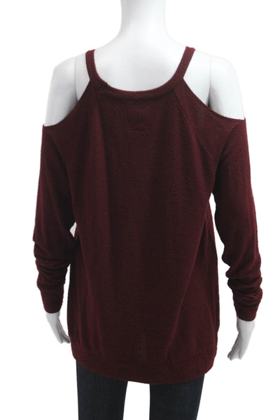 Chaser Women Pullover Sweater Red Long Sleeve Round Neck Bohemian Size M