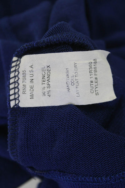 Red Haute Womens Cropped Silk V-Neck Solid Dark Blue Sweater Longsleeve Size XS
