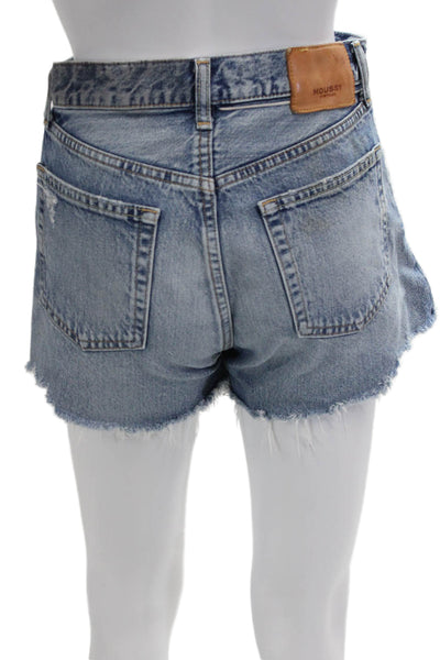 Moussy Unisex 90s Blue Cotton Button Front Shorts Size 24