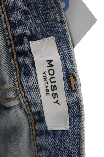 Moussy Unisex 90s Blue Cotton Button Front Shorts Size 24
