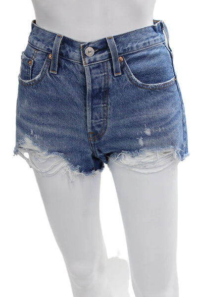 Levis Unisex Blue 90s 100% Cotton Button Fly Shorts Size 24