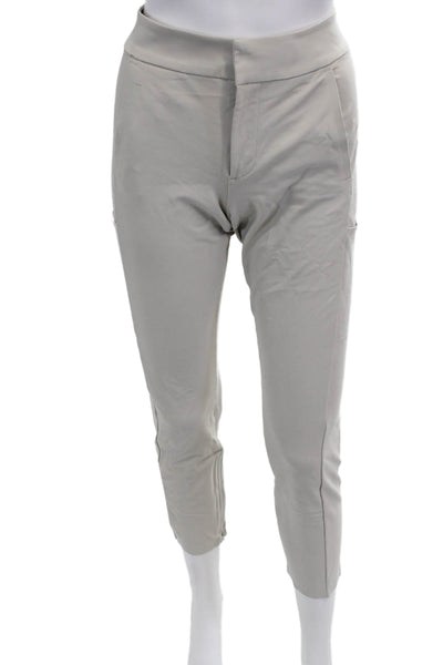 Athleta Womens Ankle Cropped Pants Beige Zip Nylon Spandex Size 4