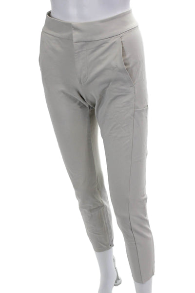Athleta Womens Ankle Cropped Pants Beige Zip Nylon Spandex Size 4
