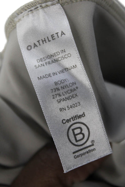 Athleta Womens Ankle Cropped Pants Beige Zip Nylon Spandex Size 4