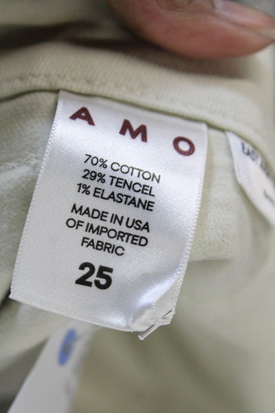 Amo Womens Cropped Cargo Pants Beige Button Size 25