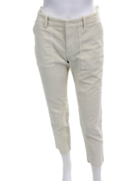 Nili Lotan Womens Ankle Cropped Pants Beige Button Size 2