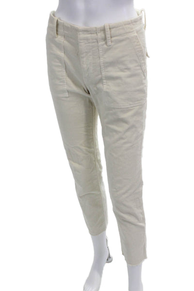 Nili Lotan Womens Ankle Cropped Pants Beige Button Size 2