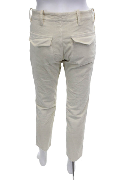 Nili Lotan Womens Ankle Cropped Pants Beige Button Size 2