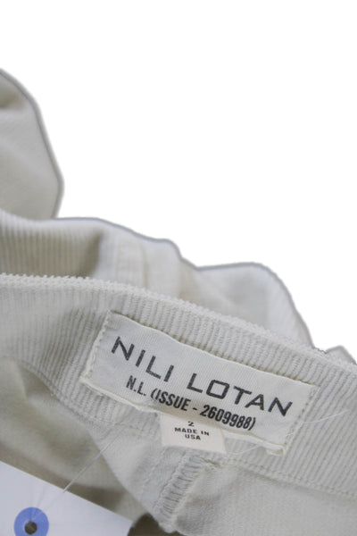 Nili Lotan Womens Ankle Cropped Pants Beige Button Size 2