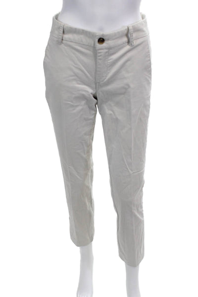 J Crew Womens Beige Striped Cropped Chino Pants Button Closure Size 2