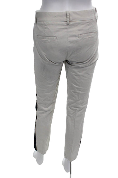J Crew Womens Beige Striped Cropped Chino Pants Button Closure Size 2