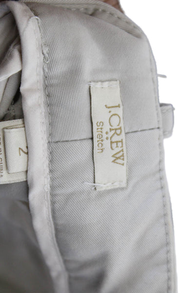 J Crew Womens Beige Striped Cropped Chino Pants Button Closure Size 2