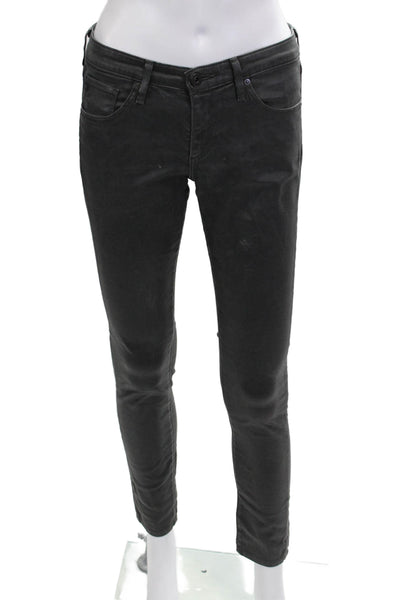 AG Adriano Goldschmied Womens Skinny Ankle Jeans Dark Gray Button Size 27