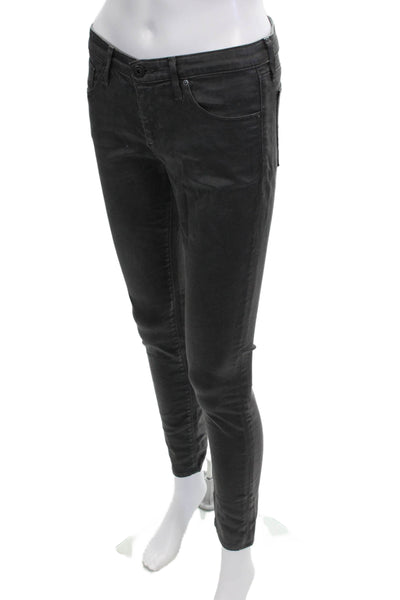 AG Adriano Goldschmied Womens Skinny Ankle Jeans Dark Gray Button Size 27