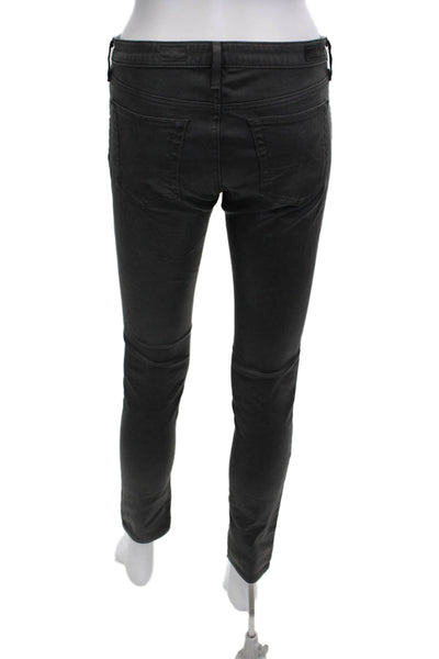 AG Adriano Goldschmied Womens Skinny Ankle Jeans Dark Gray Button Size 27