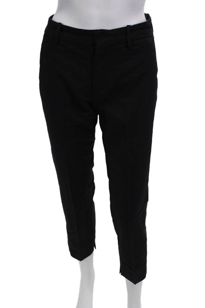 Zara Women Cropped Ankle Dress Pants Black Button Cotton Blend Size S