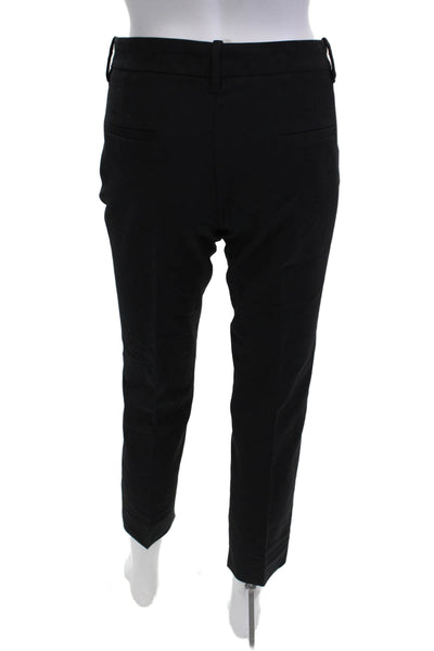 Zara Women Cropped Ankle Dress Pants Black Button Cotton Blend Size S