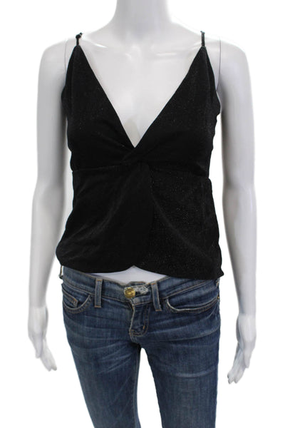 By The Way Womens Camisole V Neck Black Button Front Size S