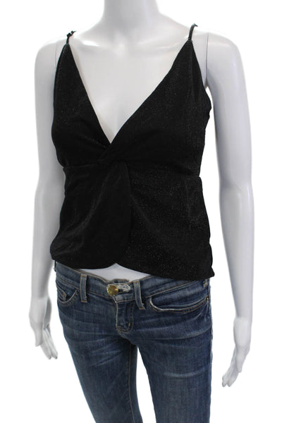 By The Way Womens Camisole V Neck Black Button Front Size S