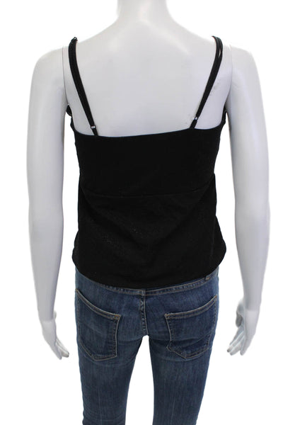 By The Way Womens Camisole V Neck Black Button Front Size S