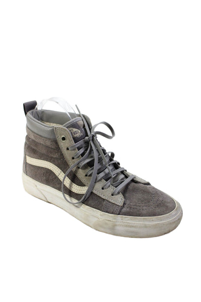 Vans Womens Lace Up Suede High Top Sneakers Gray White Size 7.5