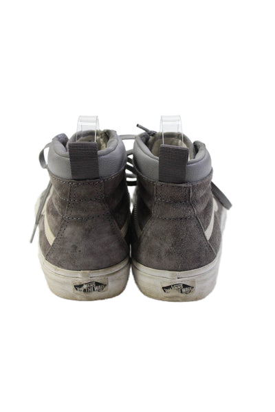 Vans Womens Lace Up Suede High Top Sneakers Gray White Size 7.5