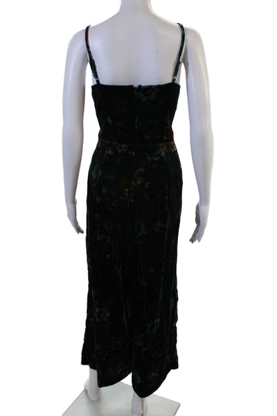 Loft Womens Green Floral Sleeveless V-Neck Jumpsuit Size 8