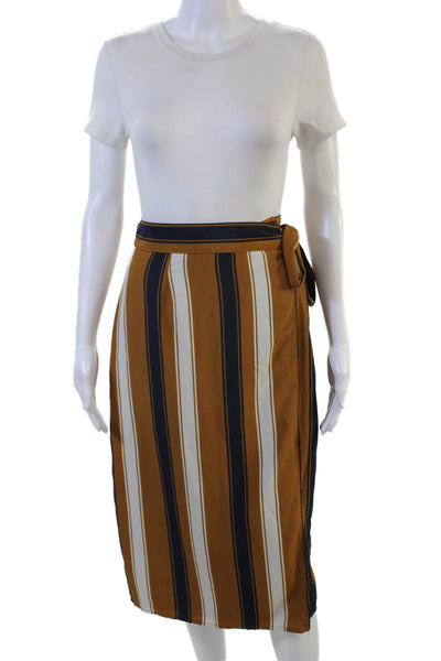 Porridge Anthropologie Women Wrap Striped Brown Skirt Knee Length Size M
