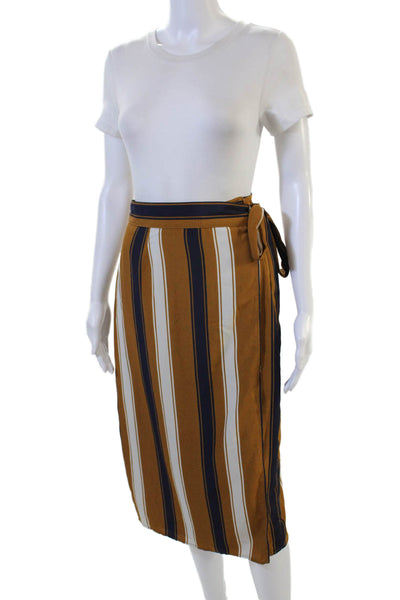 Porridge Anthropologie Women Wrap Striped Brown Skirt Knee Length Size M