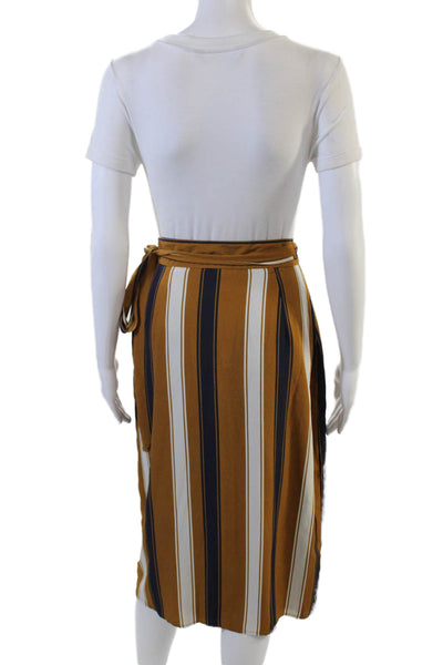 Porridge Anthropologie Women Wrap Striped Brown Skirt Knee Length Size M