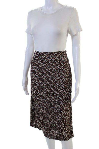 Madewell Women A-Line Black Floral Viscose Skirt Size 8