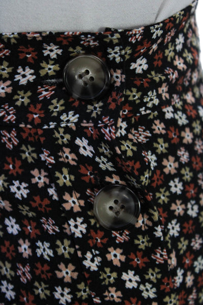 Madewell Women A-Line Black Floral Viscose Skirt Size 8