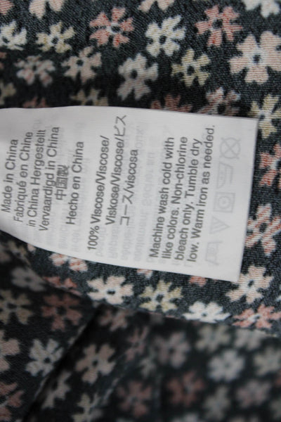 Madewell Women A-Line Black Floral Viscose Skirt Size 8