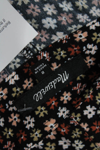 Madewell Women A-Line Black Floral Viscose Skirt Size 8