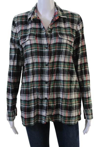 Madewell Womens Plaid Cotton Collared Button-Up Long Sleeve Top Size M