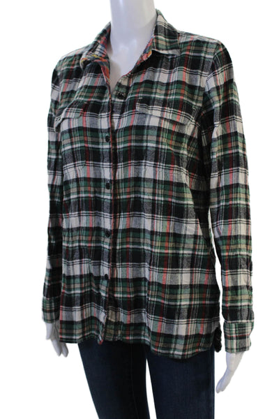 Madewell Womens Plaid Cotton Collared Button-Up Long Sleeve Top Size M