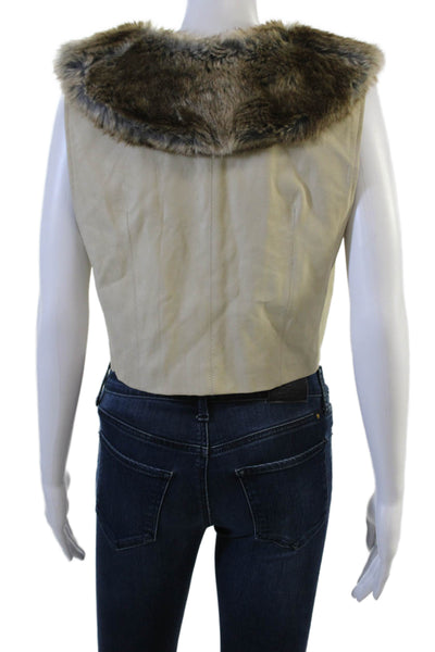Illia Women Brown Polyurethane Vest Solid Sleeveless Size M