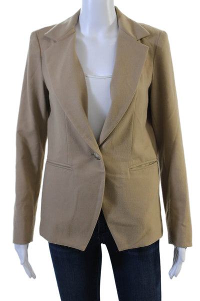 Drew Womens Classic Beige Collared Blazer Button Long Sleeve Size S