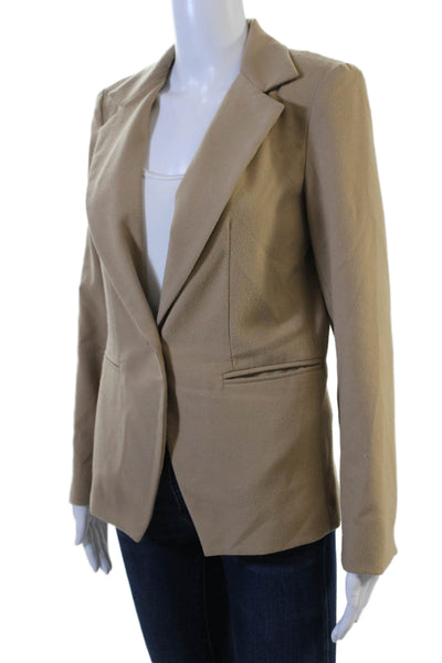 Drew Womens Classic Beige Collared Blazer Button Long Sleeve Size S