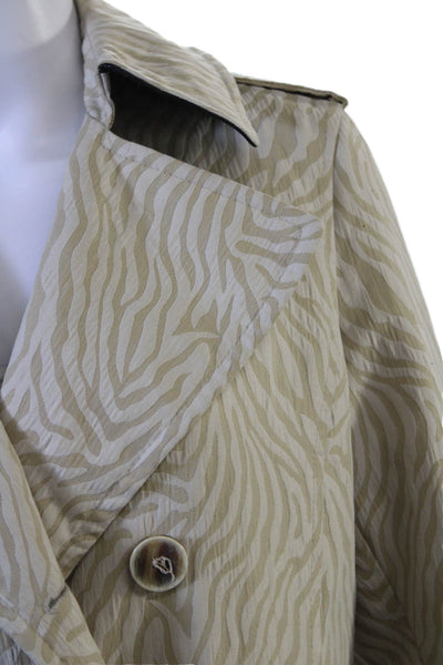 Via Spiga Womens Trench Coat Beige Animal Print Collared Button Size 4
