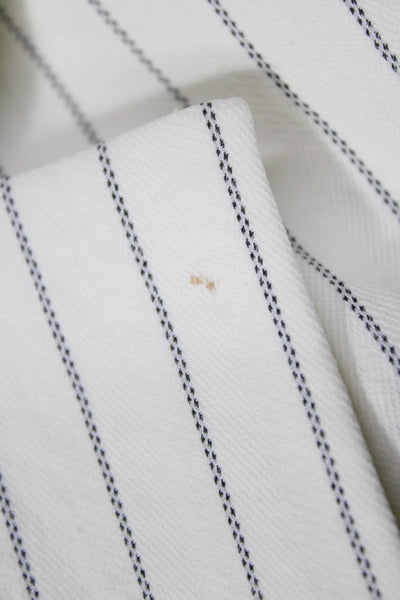 Jenne Maag Women White Striped Collared Button Blazer Long Sleeve Size S