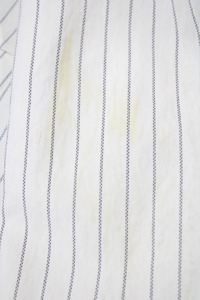 Jenne Maag Women White Striped Collared Button Blazer Long Sleeve Size S