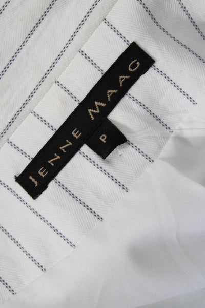 Jenne Maag Women White Striped Collared Button Blazer Long Sleeve Size S