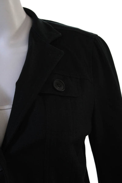 Lafayette 148 New York Womens Black Collared Button Blazer Long Sleeve Size 0
