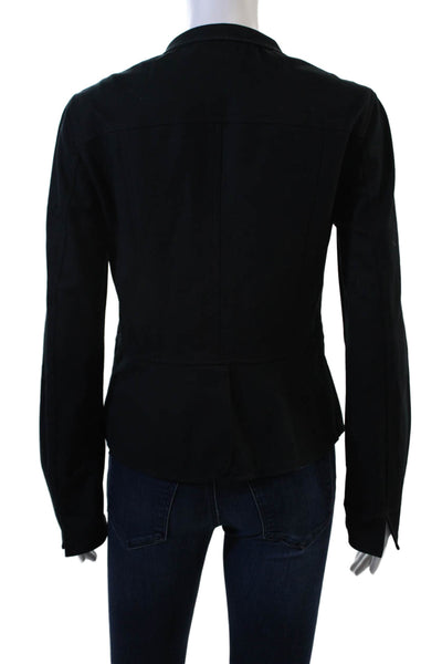Lafayette 148 New York Womens Black Collared Button Blazer Long Sleeve Size 0