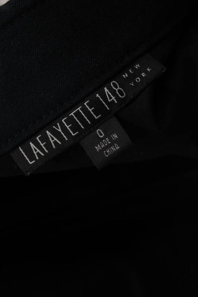 Lafayette 148 New York Womens Black Collared Button Blazer Long Sleeve Size 0