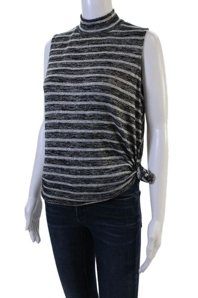 Rag & Bone Jean Women Black Striped Mock Neck Sleeveless Tank Size S