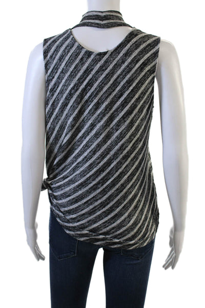 Rag & Bone Jean Women Black Striped Mock Neck Sleeveless Tank Size S