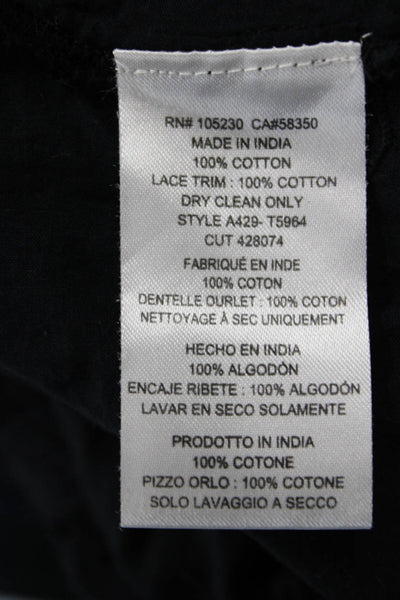 Joie Women Tunic Black Cotton 3/4 Sleeve Round Neck Bohemian Size S